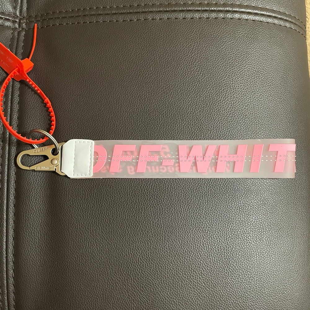Off white pink keychain